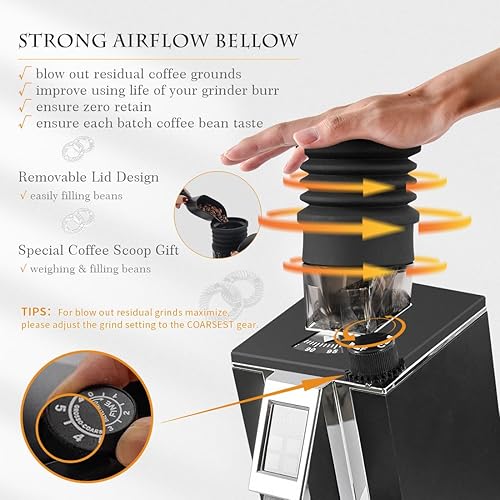 Miniatura 4 de Tolva de dosis única inclinada con fuelle compatible con Eureka Mignon Espresso Coffee Grinder soplador de aire de silicona para limpiar los posos