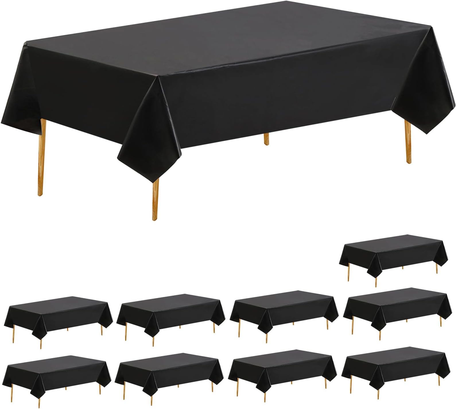Sibosen 12 Pack Tablecloths Plastic Rectangle Table Covers 54 x 108 Inch Table Cloths for Indoor or Outdoor Parties Birthdays Weddings Picnics (Black)