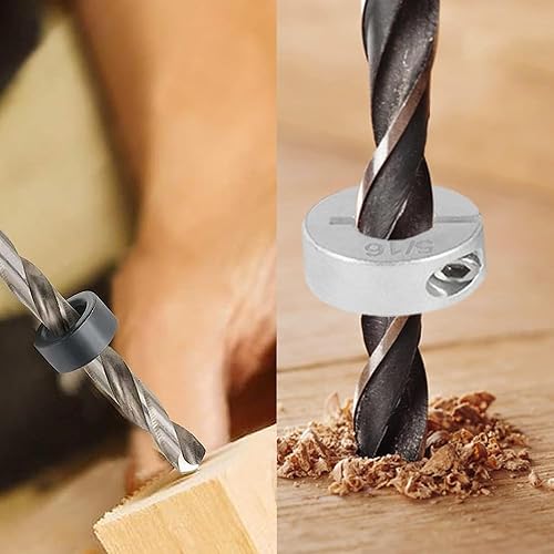 Miniatura 7 de Saipe Kit de tope de broca con diseño de anillo dividido, incluye 8 piezas de tamaños imperiales de 18 a 12 pulgadas y 8 tamaños métricos de 3 a