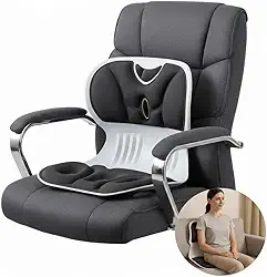 Assento Ergonômico para Cadeira com Apoio Lombar e Alívio de Dor no Cóccix, Almofada Ortopédica para Postura Correta, Espuma de Alta Densidade, Uso em Escritório, Casa ou Carro (Preto)