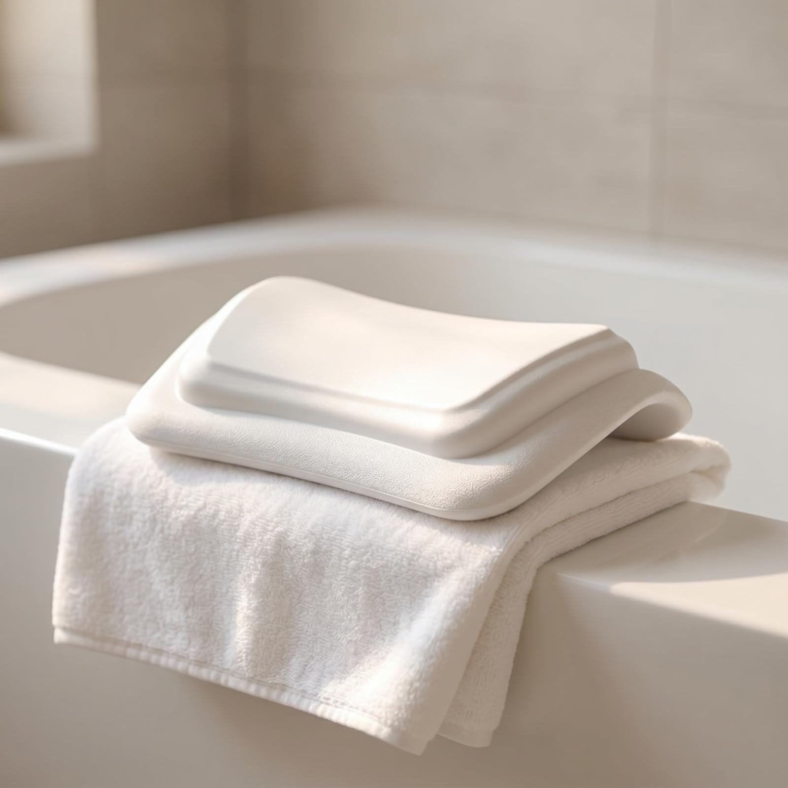Cuscino Schienale Massaggiante da Bagno con Design E Superficie Impermeabile in Materiale Resistente per Ammortizzare Rigida E Godere Del Relax, Bianco