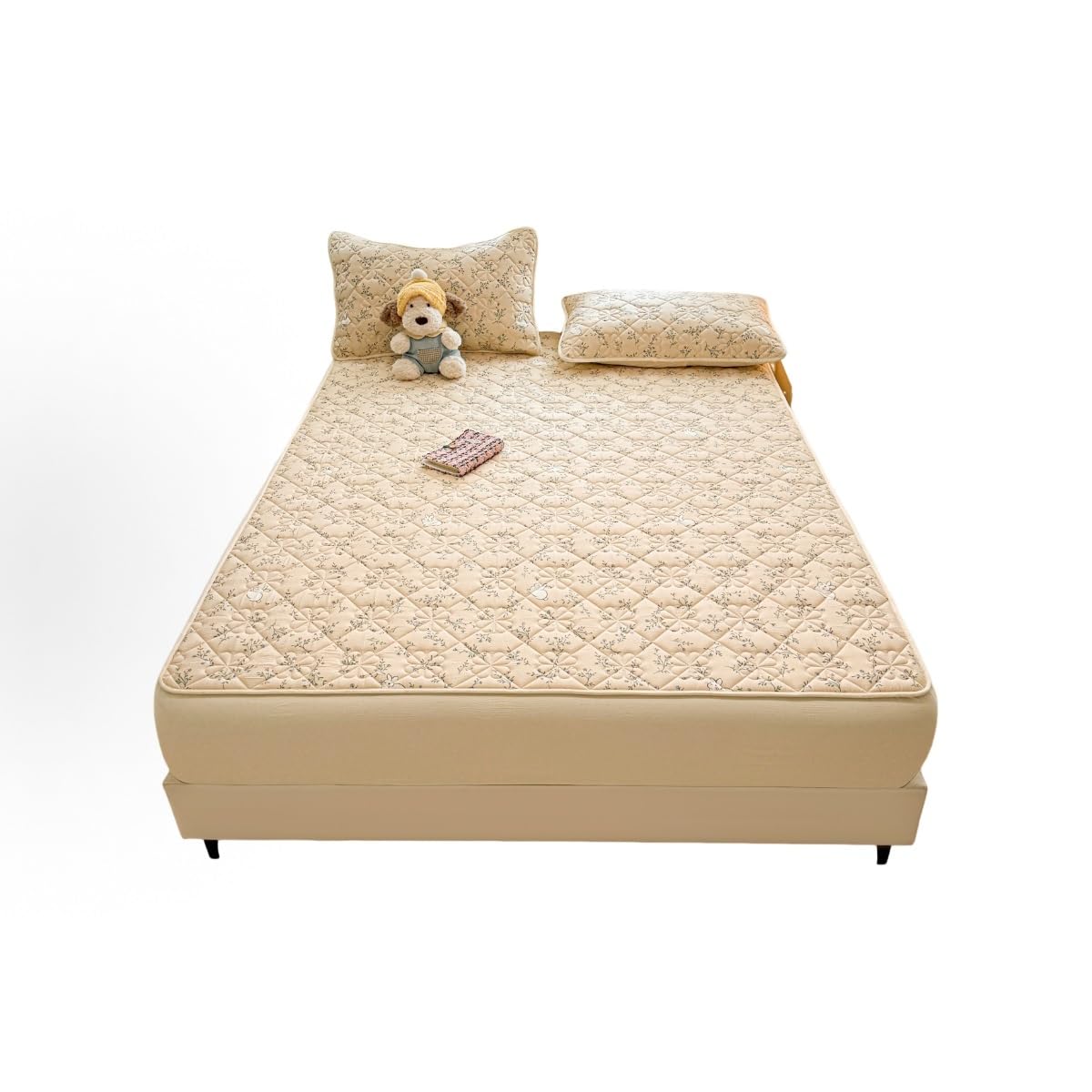 Single Plush Deep Pocket Crystal Velvet Fitted Sheet, Warm Winter Protector(Beige,150 * 200cm)