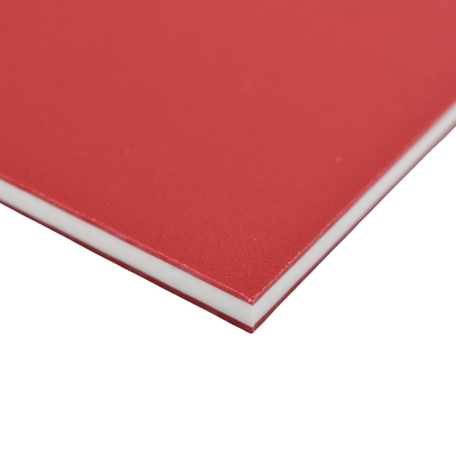 King ColorCore Plastic Sheet 3/4 x 12 x 12 Red-White-Red Color Core, HDPE Board, High Density Polyethylene Panel