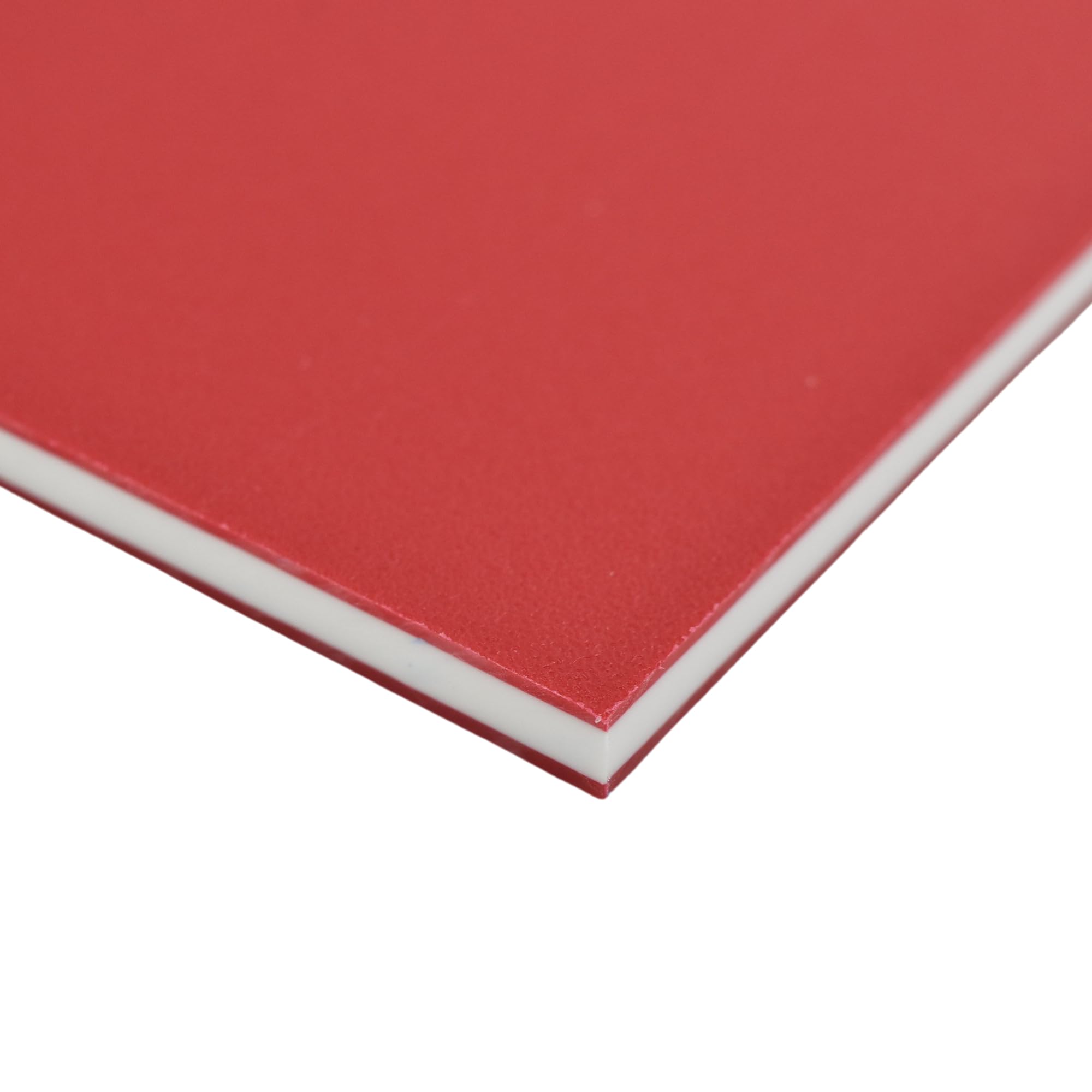 King ColorCore Plastic Sheet 1/4" x 24" x 36" Red-White-Red Color Core, HDPE Board, High Density Polyethylene Panel