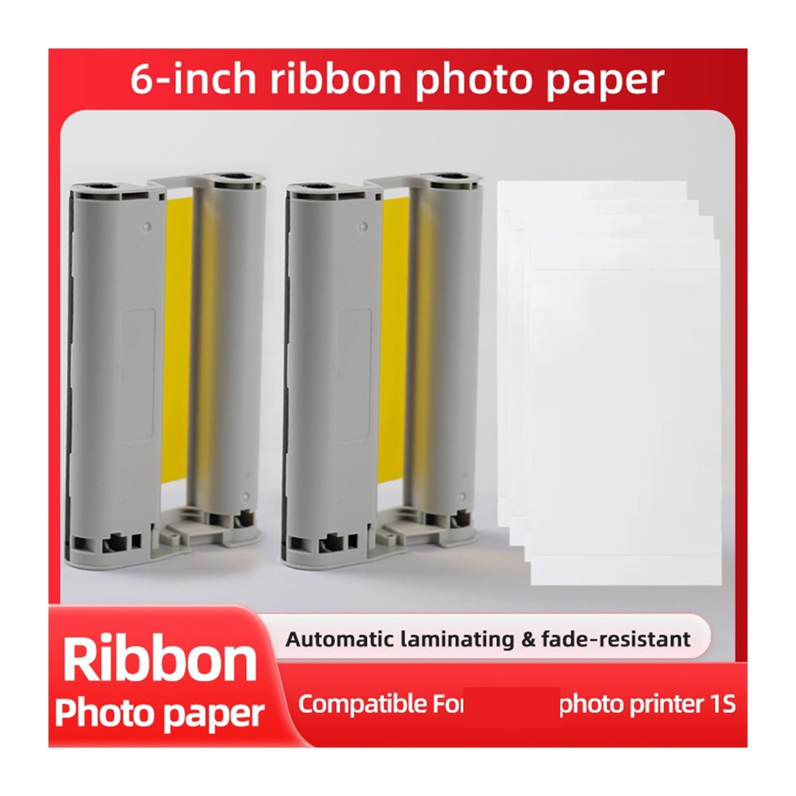 Fotopapier & Farbband Kompatibel mit Xiaomi, Fotodrucker 1S 6 Zoll(2PCS) | Fotodruck,6-Zoll Fotos,Schutzschicht,reduzierte Fingerabdrücke,Farbdruck,Druckzubehör