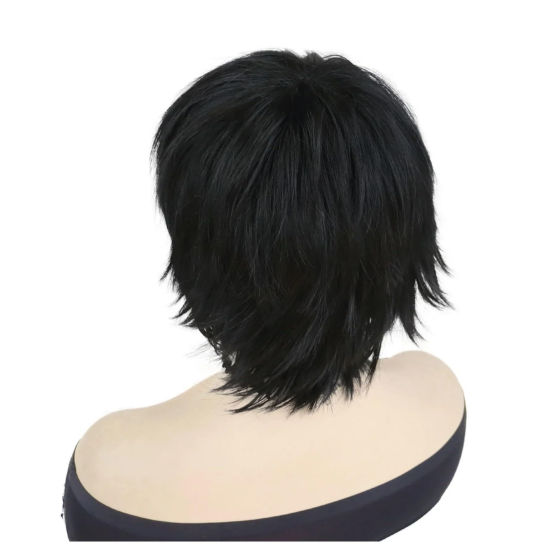 1 szt. Krótkie czarne peruki dla kobiet włosy syntetyczne peruka do cosplay z grzywką Shag kręcone fryzury Anime impreza przebierana naturalne(Pink)