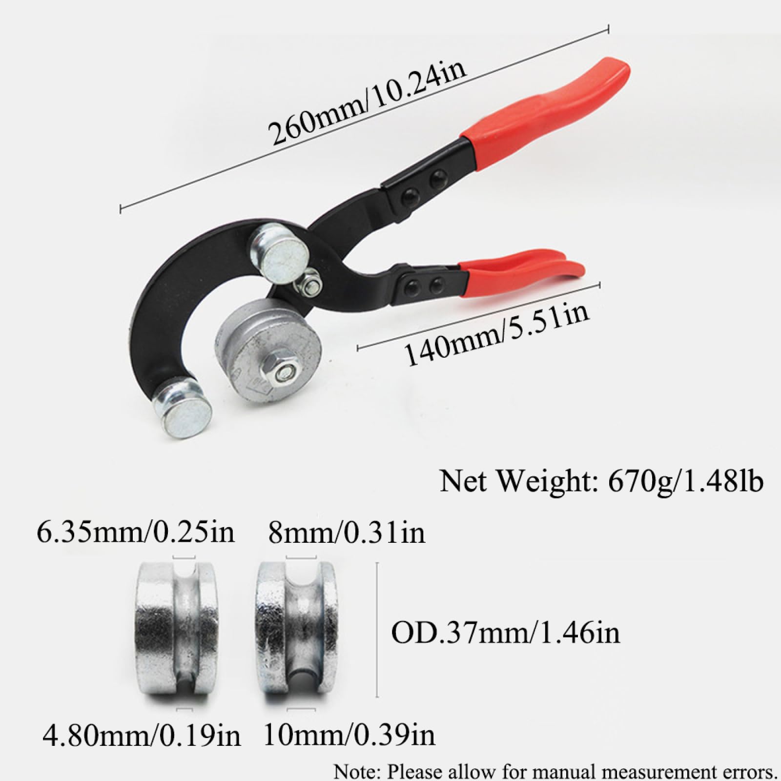 Begot Brake Pipe Bender Tool 4 in 1 Manual Tube Bender for 3/16