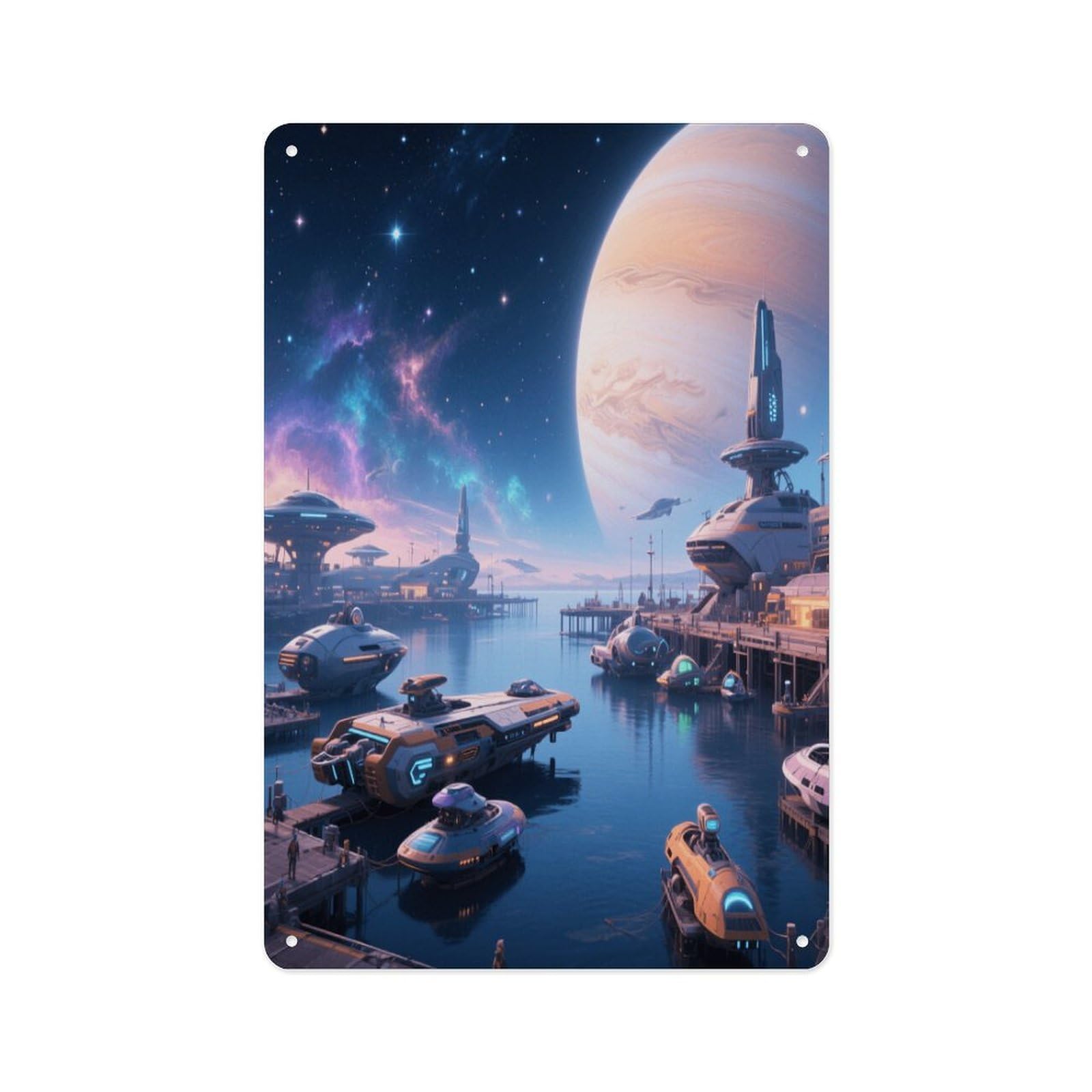 Fekiloot Style Interstellar Harbor Wall Decor Metal Signs Tin Signs Poster