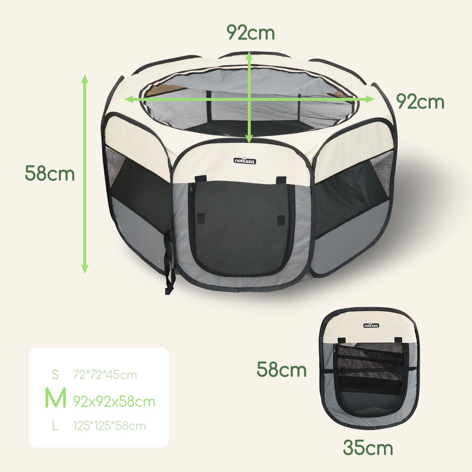 Nobleza - Recinto per Cani Pieghevole, Box Portatile per Animali Domestici in Tessuto Oxford Impermeabile, Recinto Gioco per Cuccioli, Gatti e Conigli, per Interno ed Esterno, 92x92x58cm