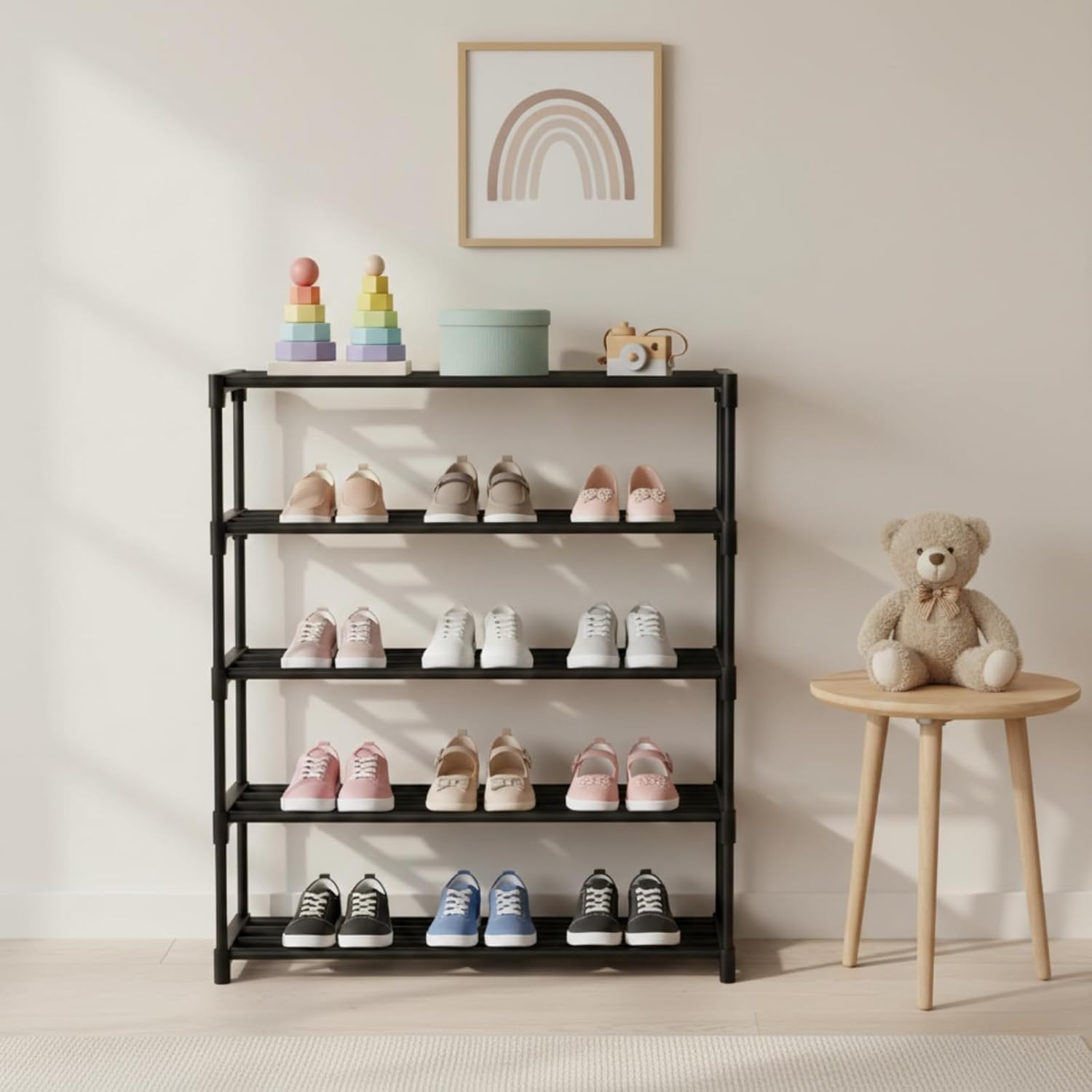 Foldable Plastic Shoe Rack for Home | Multi Layer Shoe Organizer Stand | Space Saving Footwear Storage Rack for Bedroom, Entryway & Living Room | 3/4/5/6 Tier 2