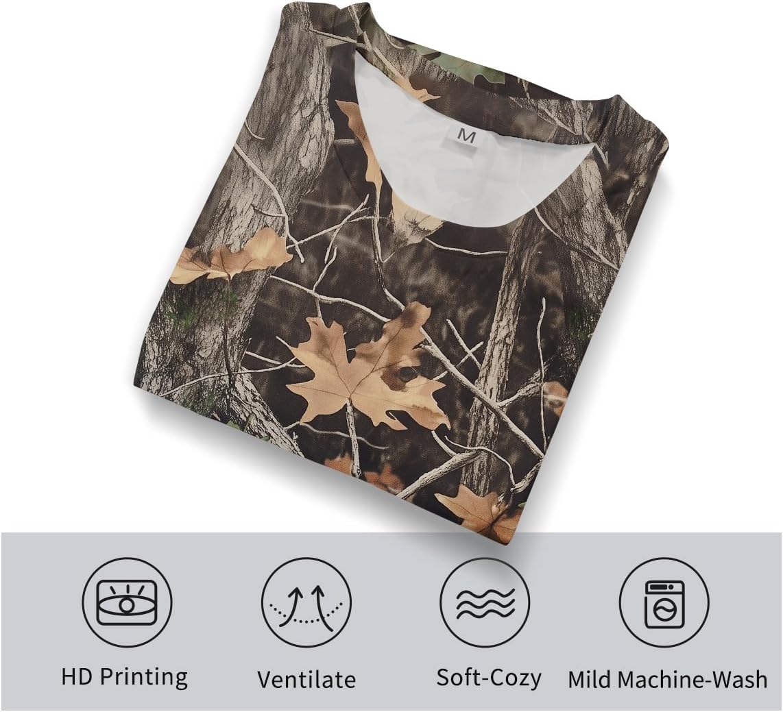Men's Camo T Shirt Hunting Shirts Short Sleeve Fishing Camouflage Shirt - Image 4