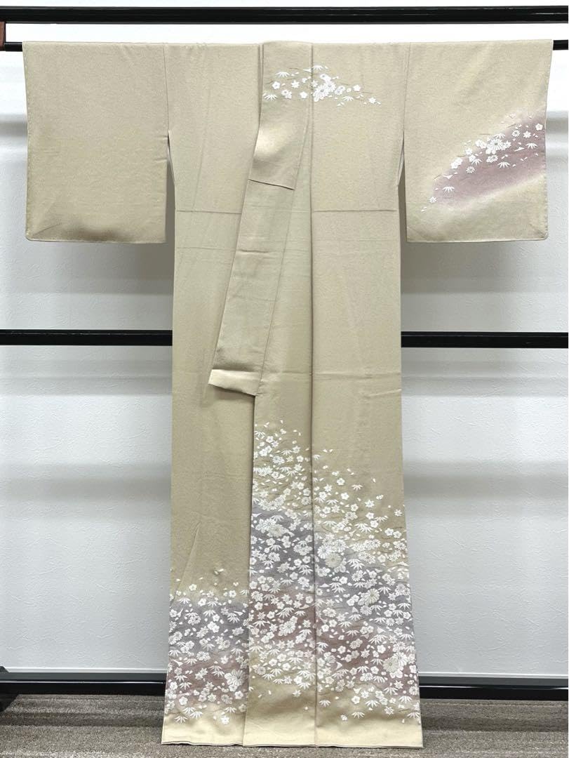 蘇州刺繍 相良刺繍 訪問着 吹き寄せ文 金彩 金糸 正絹 躾糸付き ガード