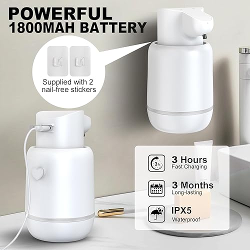 Miniatura 4 de Dispensador automático de jabón espumoso de 15 oz14.2 fl oz, desinfectante de manos espumoso, soporte de pared sin contacto con 4 niveles,