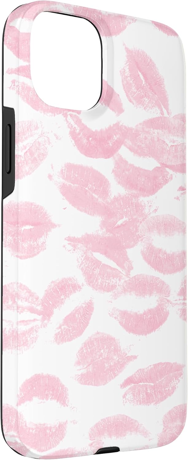 Coquette Pink Kisses Lipstick Lip Kisses Case for iPhone 15 Plus