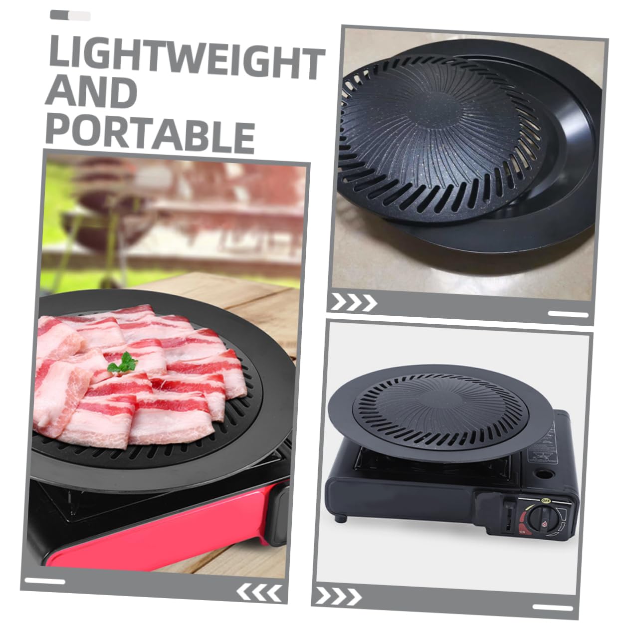 mata do grillowania, Zewnętrzny aluminiowy stojak na grilla z miejscem Camping czarny 32cm