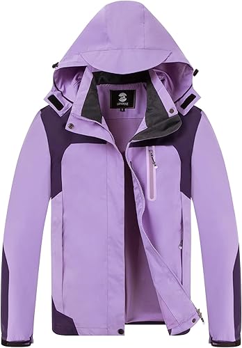Chaqueta impermeable para mujer, ligera, para exteriores, con capucha extraíble