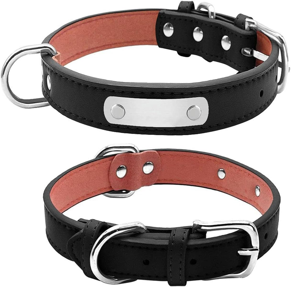 Collier pour chien grand rembourré cuir PU réglable rouge noir XL