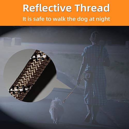 Miniatura 5 de GIAHAND Correa para perro con cómodo mango acolchado para perros medianos y grandes con resistente casi 5 pies (marrón)