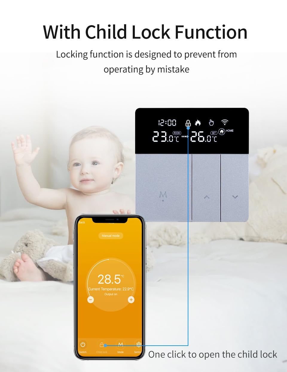 i8 Smart WiFi Termostato con controllo vocale (Alexa/Google) - Termostato interno programmabile, risparmio energetico, telecomando tramite app