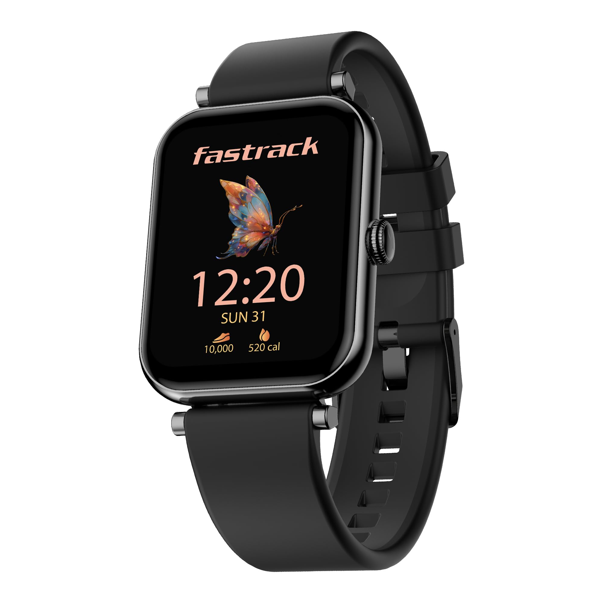 Fastrack Noir Charm Women Smartwatch 1.65" inch AMOLED Display,Sleek Design,AI Watchface & AI Chat,Functional Crown,24/7 Health Suite,BT Calling,SpO2,HRM,IP68, Multiple Menu Styles,Games - Black-image-0