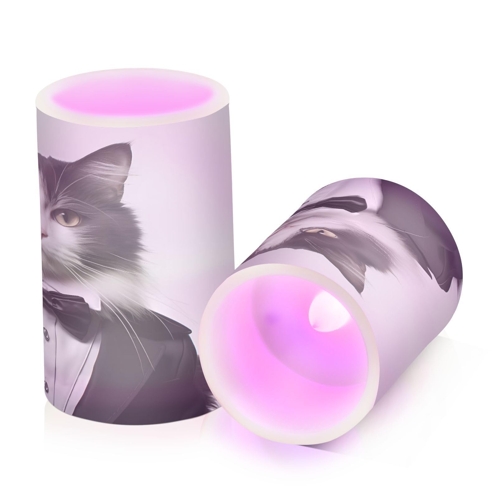 ALAZA Cat (39) Flickering Flameless Candles Battery Operated with Remote Timer,Tea Light Candles LED Pillar Votive Candles Set of 2 for Outdoor Indoor Decorations