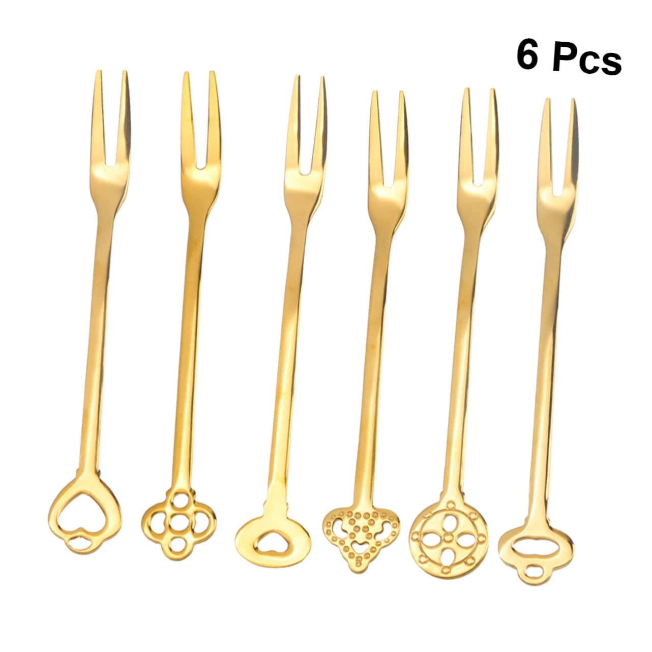 OUNONA 18piezas Tenedores De Fruta De Acero Inoxidable Reutilizables Para Fiestas Utensilios De Mesa Elegantes Aptos Para Hotel Bar y Eventos Dorado Con Caja