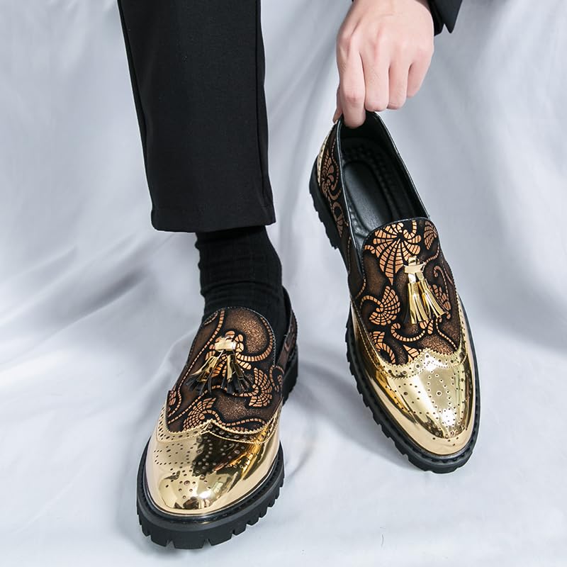 Men's Trendy Gold - Accent Loafers, Fashion - Forward Formal Shoes - Perfect for Special Events, Ceremonies & Social Gatherings3