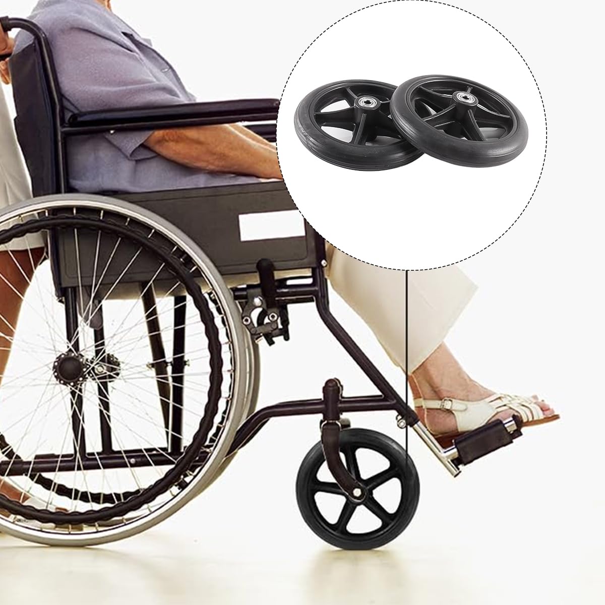 2 ruedas delanteras sólidas de 7 pulgadas: repuesto para sillas de ruedas, andadores y andadores