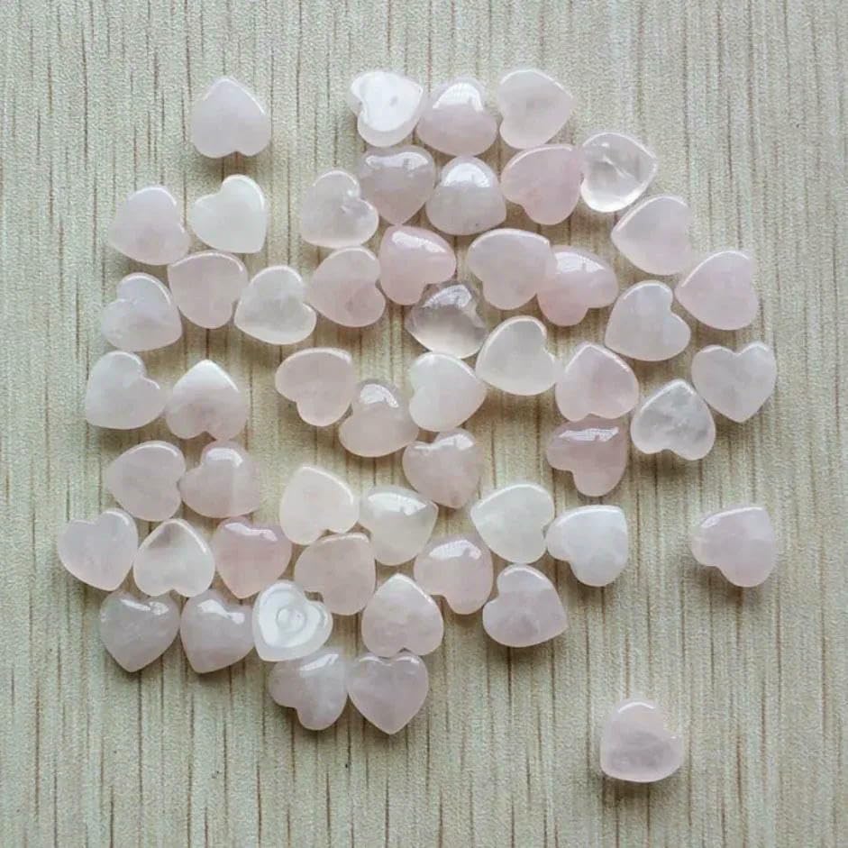Surtido de cabujones de piedra natural en forma de corazón para la elaboración de joyas, 10 mm, 50 unidades/lote, aventurina verde