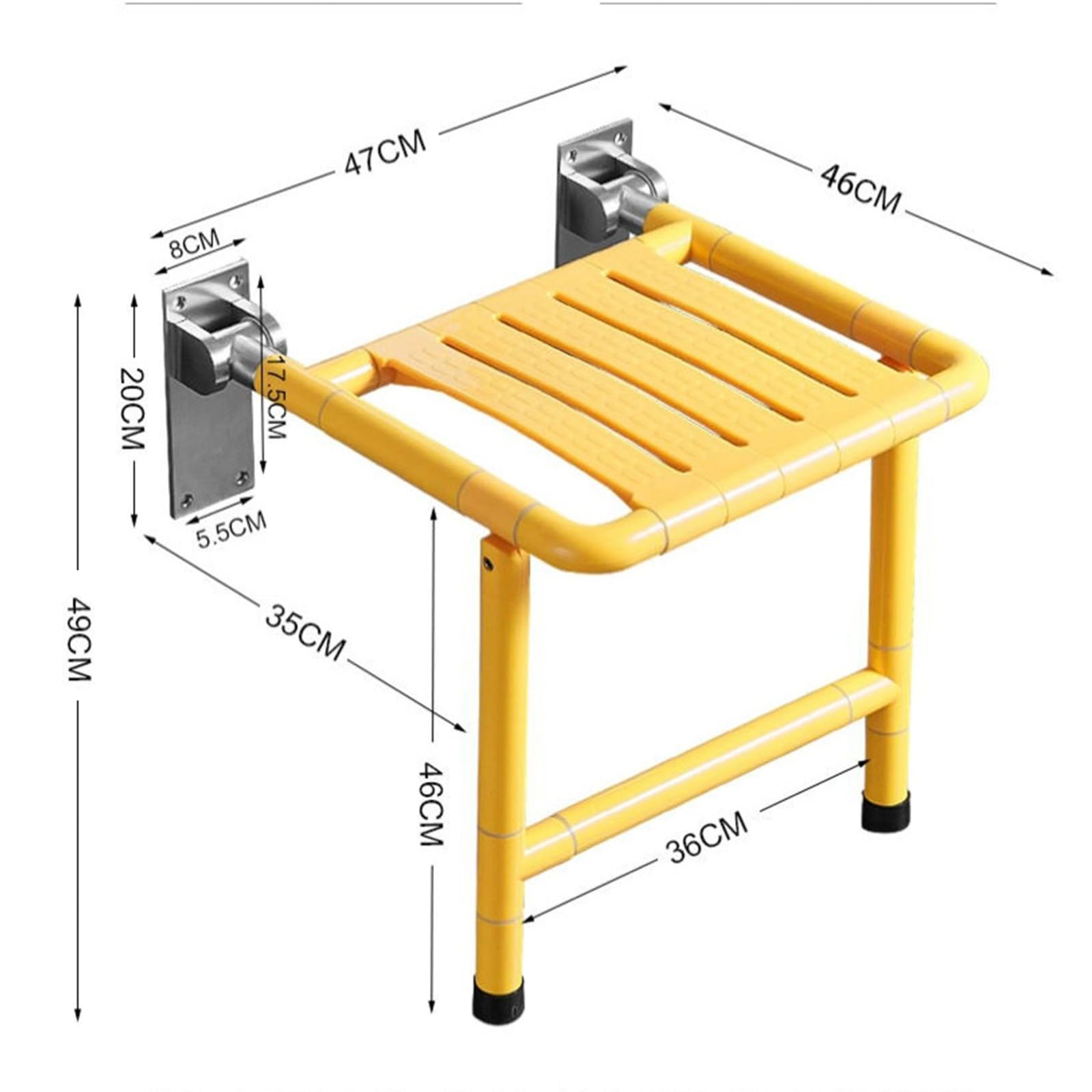Asiento Ducha Plegable Pared Montada,Silla de Ducha Plegable para Montaje en Pared,Silla Abatible Ducha Montado en la Pared,Taburete Baño Banqueta Ducha Personas Mayores Minusvalidos Adultos