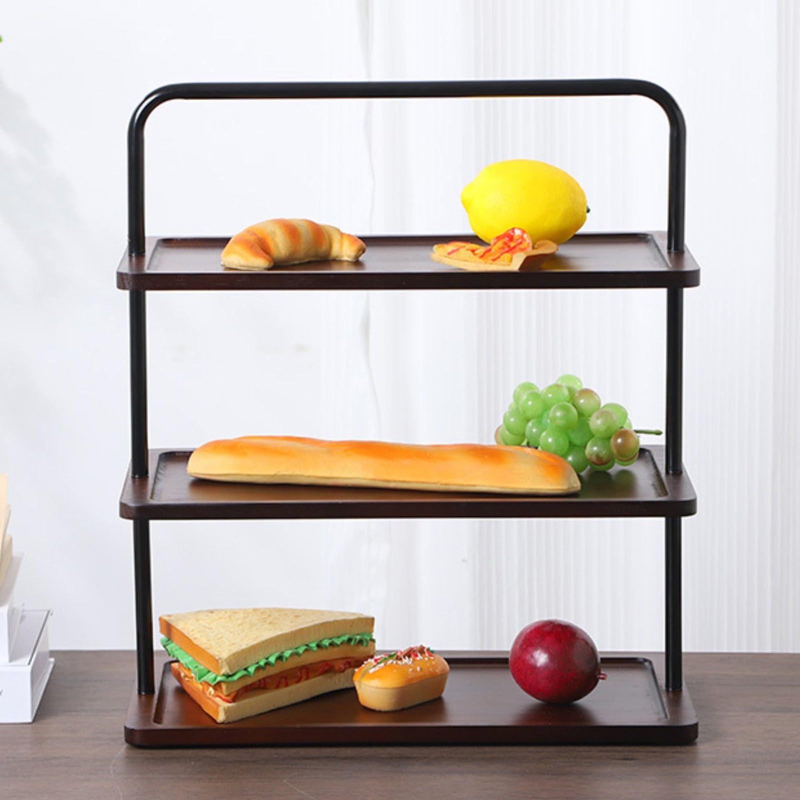 kowaku Scaffale Multistrato da Tavolo Ripiano Organizer Espositore Mensola in Legno con Struttura in Metallo Resistente E Protezione Superficie per Organizzazione Quotidiana Adatto per Scrivania