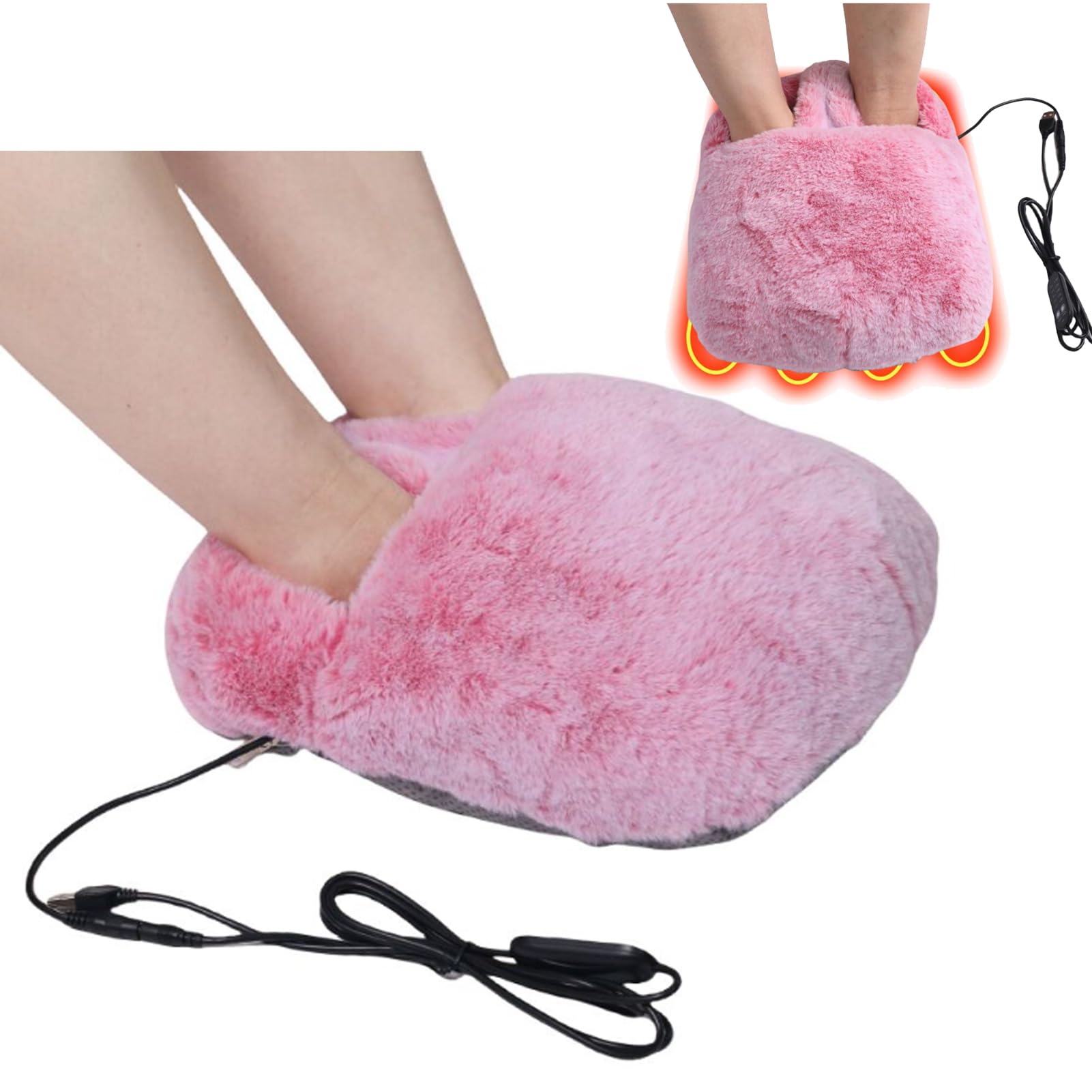 Scaldapiedi Peluche Elettrico, Pantofole Riscaldanti USB 5 Timer 5 Livelli Temperatura Lavabile Morbido Termoforo Piedi Scarpe E Stivali Riscaldati per Natale, Uomo, Donna, Casa