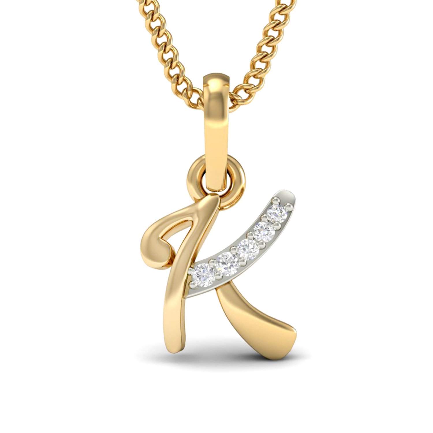 pc jeweller The K Letter 18KT Yellow Gold and Diamond Pendant for Women-picture-20