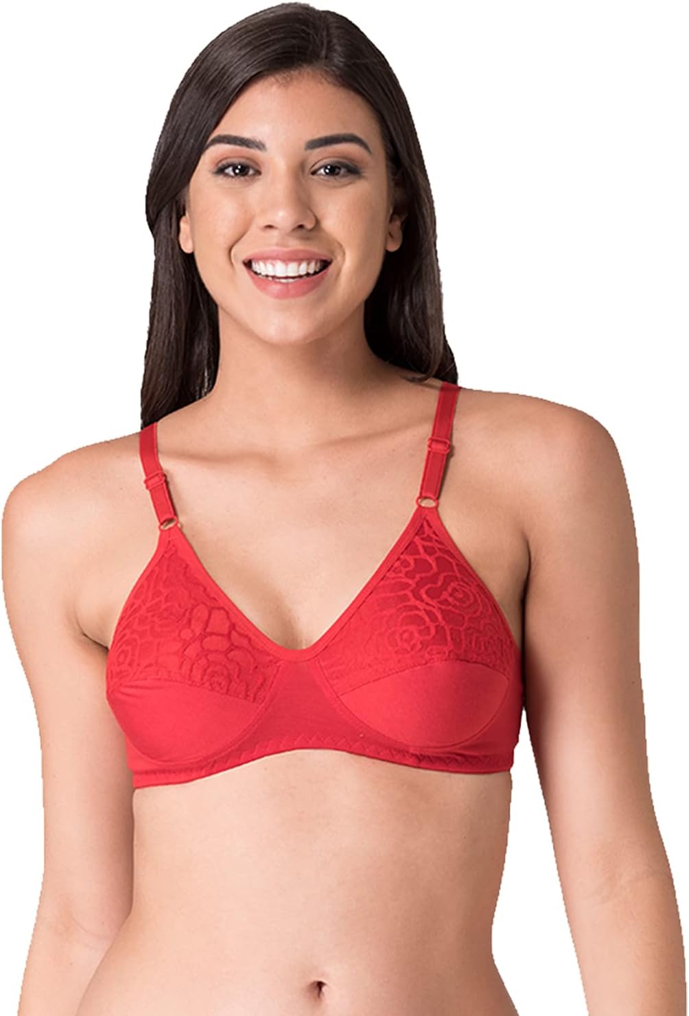 KomliBridal Pretty Lace Bra - Non-Padded - Cotton Rich - Full Coverage, Wireless, Seamed Bra