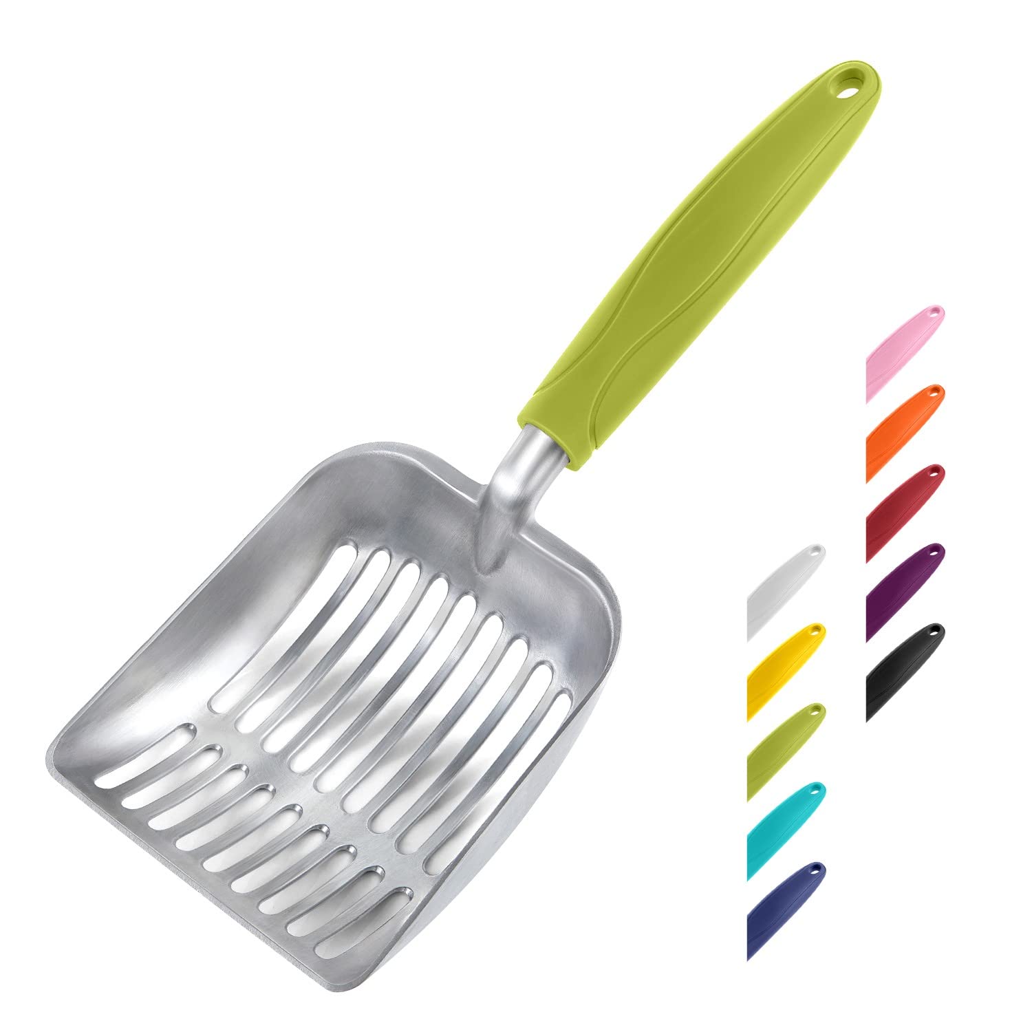 WePet Cat Litter Scoop, Aluminum Alloy Sifter, Kitty Metal Scooper, Deep Shovel, Long Handle, Poop Sifting, Kitten Pooper Lifter, Durable, Heavy Duty, for Litter box