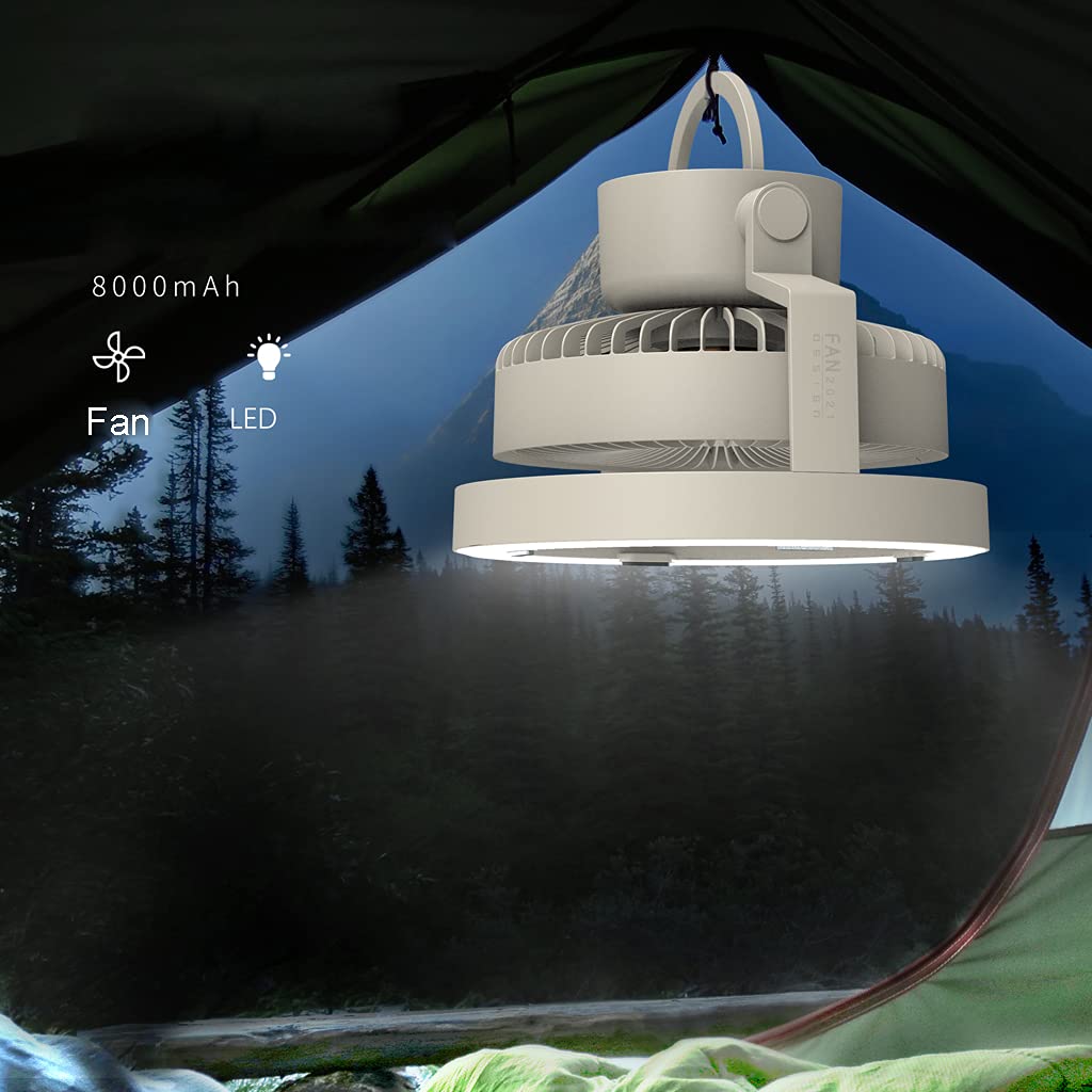 Camping Ventilateur lumière LED portable Camping Fan USB 8000mAh Tonnelle rechargeable Ventilateur de table Ventilateurs de plafond - Bricolage