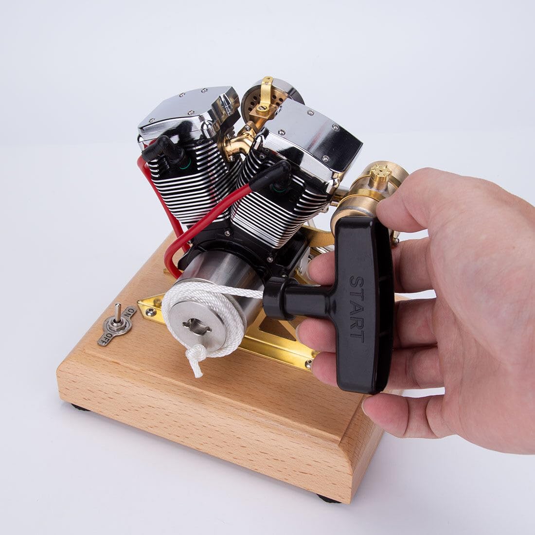 BAUBAUPLAY Kit de Moteur modèle for Adultes, OHV-01 4.2CC V-Twin 4 Temps Moteur à essence, Mini moto rétro Moteur à Combustion Interne, Modèle de