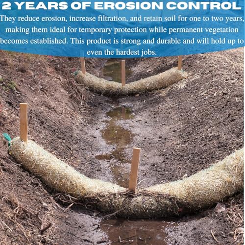 Vapor Barrier Supply - Straw Wattle - Straw Wattle, Wattles, Erosion Control, Slope Stabilization, Erosion Control Blanket, Straw Log (8