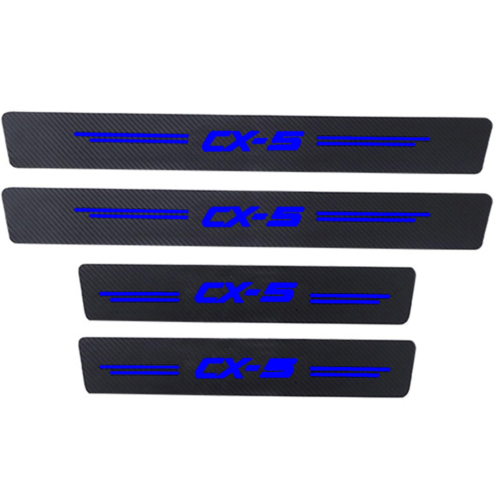 KAFMZEP 4 Pcs Car Door Sill Protectors Sticker for Maz-da CX5 CX 5 CX-5, Carbon Fiber Scuff Plate Entry Guard Pedals Automotive Exterior Styling Accessory Parts,Blue