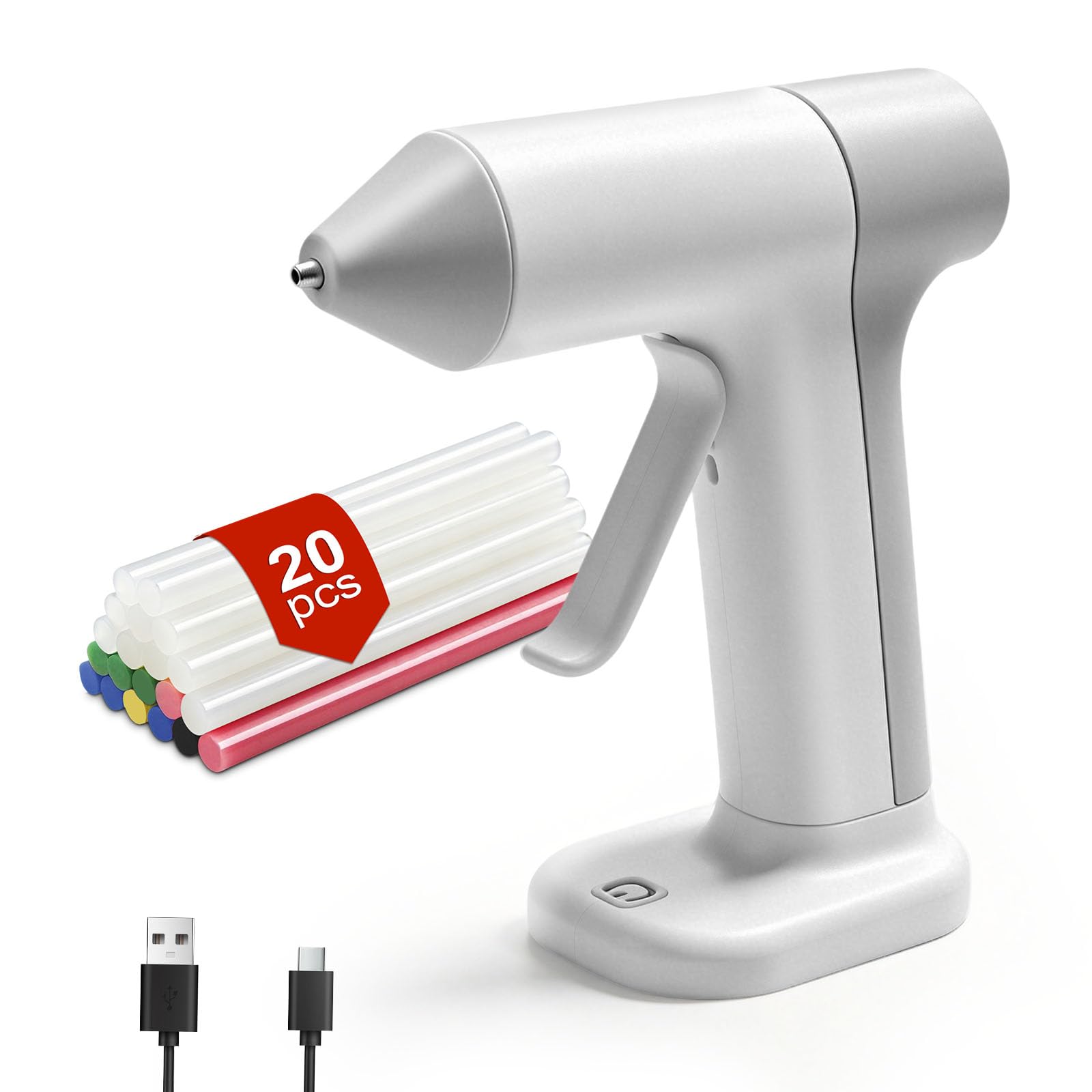 QUPERR Cordless Mini Hot Glue Gun Kit with 20 Glue Sticks Type-C Charging