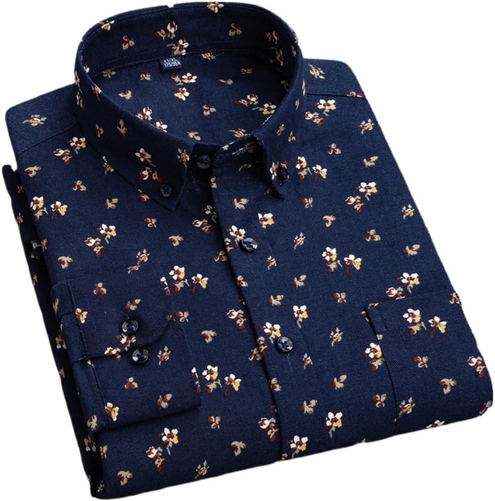 Tops Social Slim fit Shirt Vintage Clothes Cotton Casual Long-Sleeve Shirts for Men Oxford Print Striped