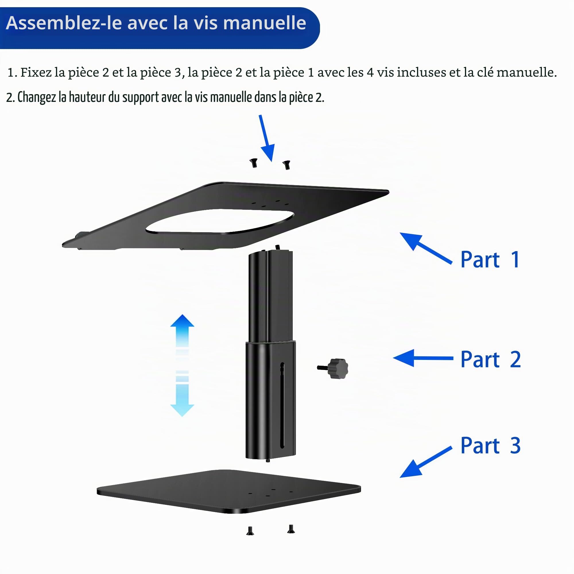 BESIGN LSX6N Support Ordinateur Portable Aluminium Ergonomique 10-15.6 Pouces Noir