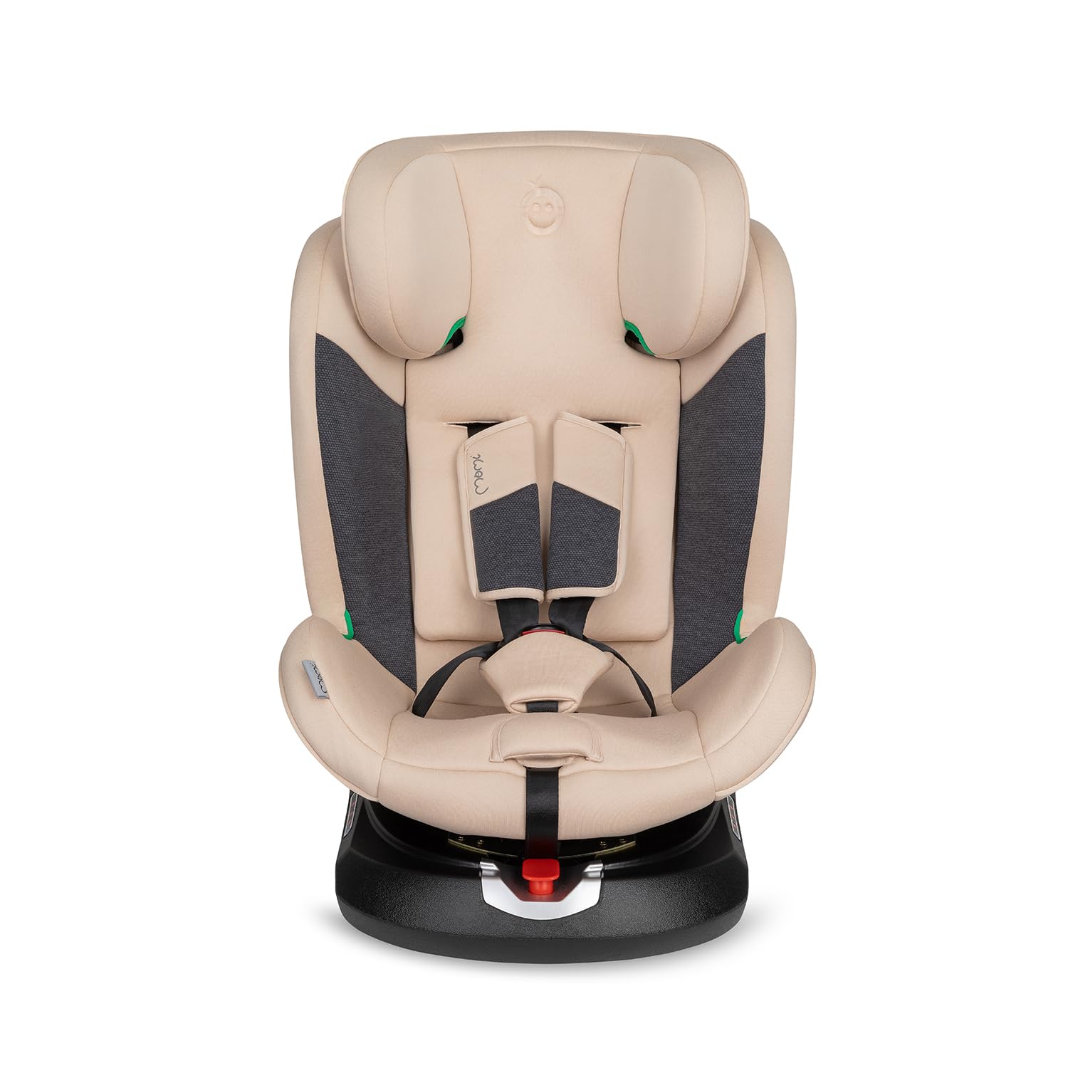 MoMi Autositz für Kinder EMI 0-12 Jahre (Gruppe 0+, 1, 2, 3, 3, Kinder bis 36 kg, 40 bis 150 cm), 360° drehbar, Einbau rückwärts: bis 18 kg, vorwärts: ab 18 kg, Befestigung mit ISOFIX und Top-Tether