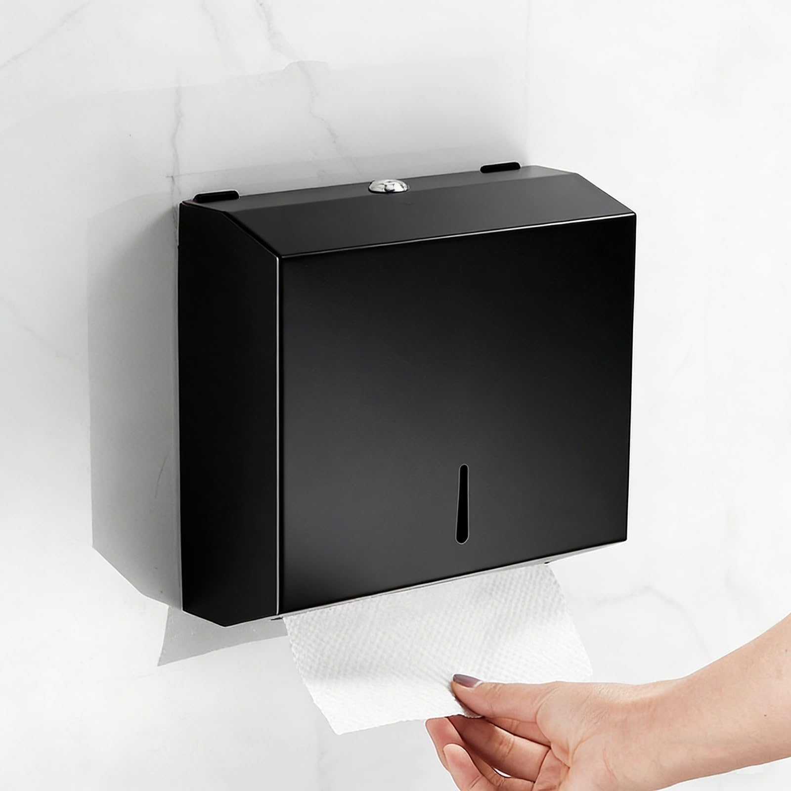 Distributori di Carta Igienica, Porta Carta Igienica con Serratura, Porta Rotolo Carta Igienica da Parete, Portacartaigienica Bagno, Dispenser Carta Igienica Commerciale(Black)