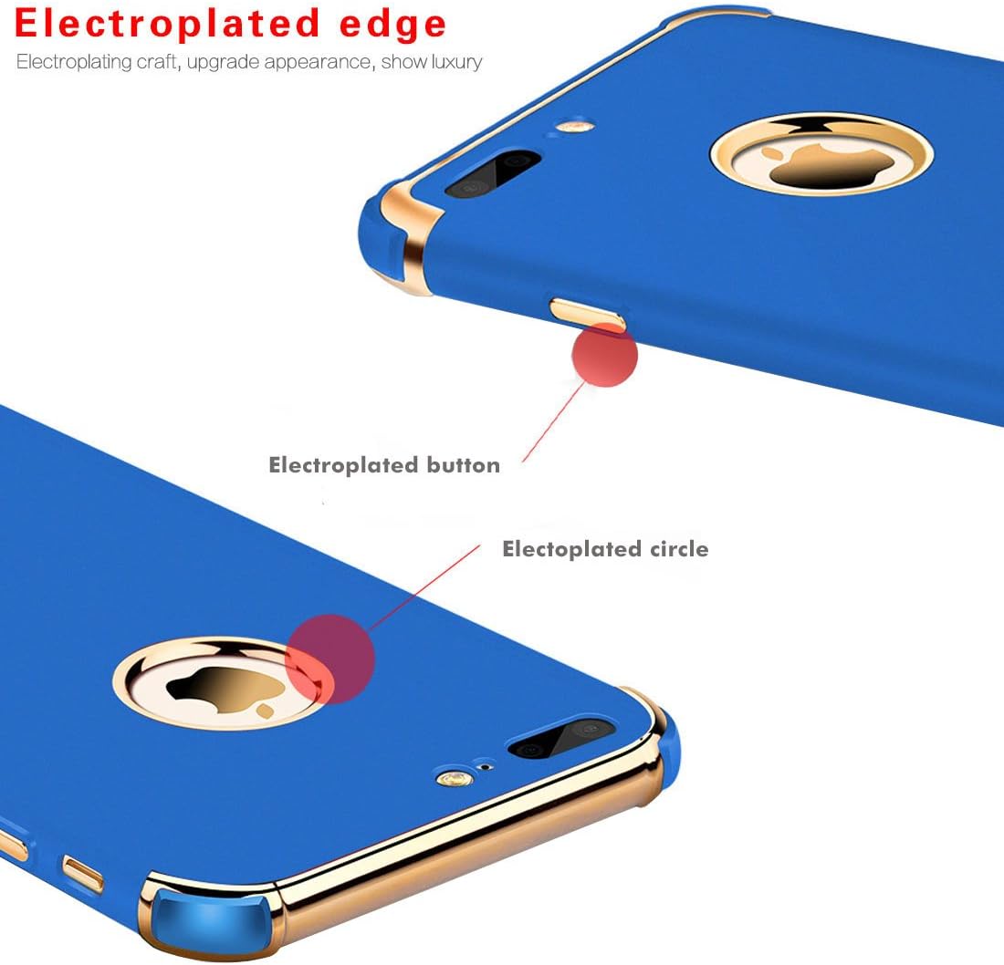 Tverghvad iPhone 7 Plus Case, Ultra Slim Flexible iPhone 7 Plus Matte Case, Styles 3 in 1 Electroplated Shockproof Luxury Cover Case iPhone 7 Plus (Royal Blue)