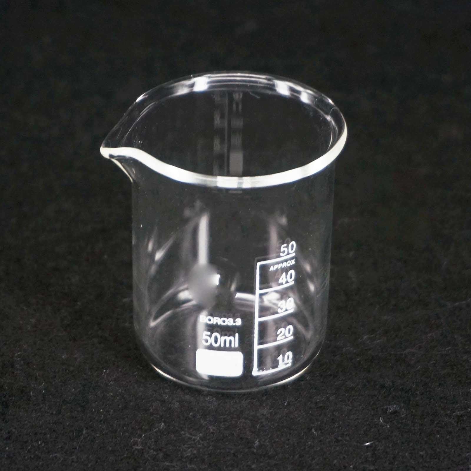 Provetta graduata in vetro, Becher da laboratorio a basso profilo in vetro borosilicato 50 ml con beccuccio versatore