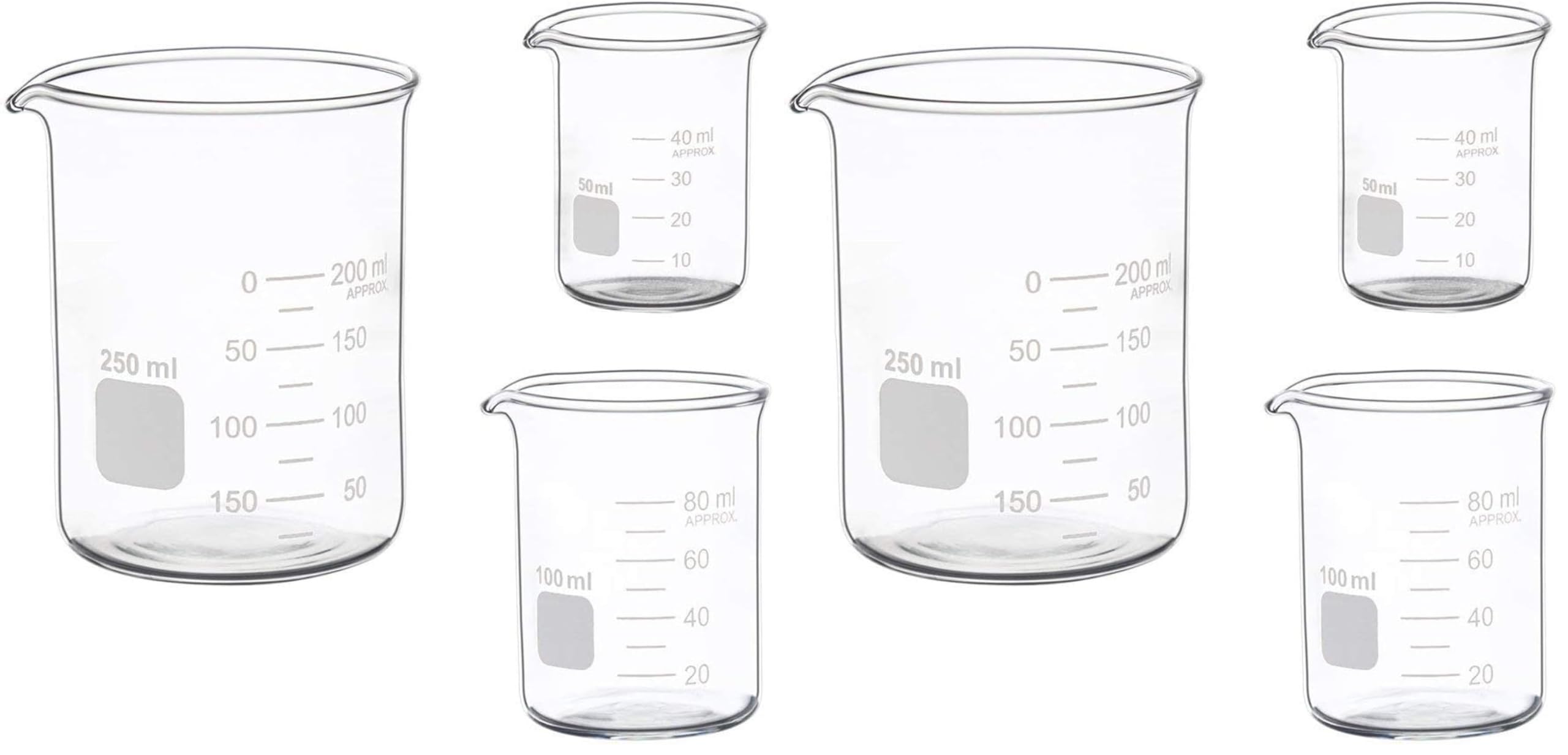 3 Pack Borosilicate Glass Beaker Set, 50 mL, 100 mL and 250 mL — Amazon image 7