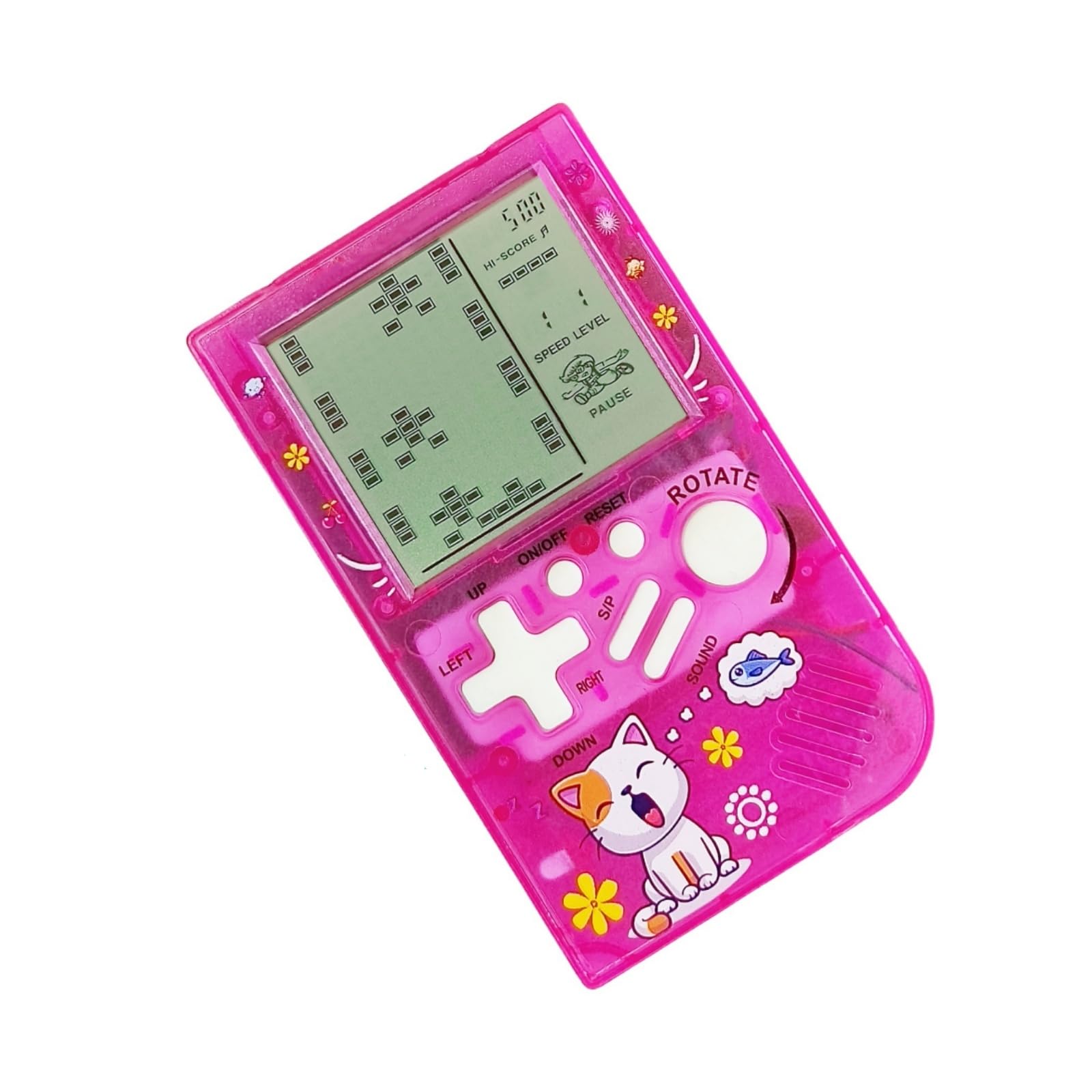 CZT Cute Block game Console 23 brick games Retro Children's game console Student game device Puzzle handheld console Electronic cube games Compact portable Christmas girl gifts (Pink)