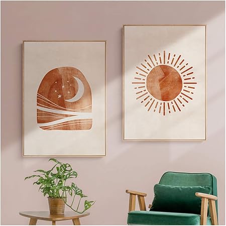 Amazon アートキャンバス絵画太陽と月のポスターキャンバス絵画北欧壁アートプリントポスターリビングルームの装飾壁 50 70センチフレームなし ウォールステッカー オンライン通販