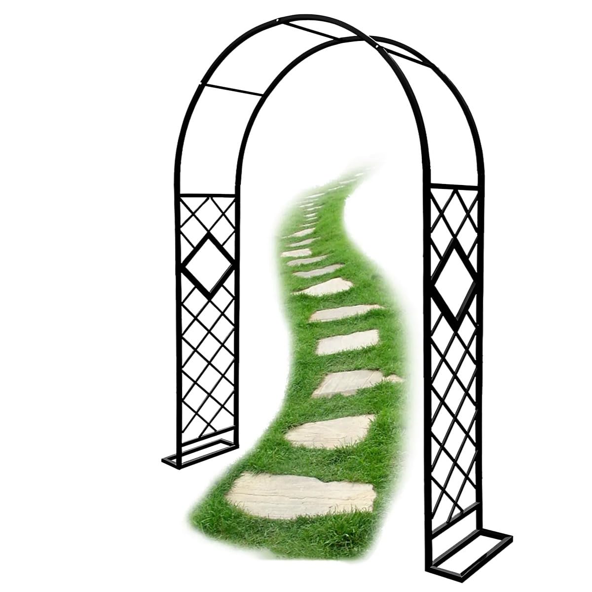 Treillis de jardin en métal WeatherResint Support pour plantes grimpantes et vignes d'extérieur Noir 2 m x 2,4 m